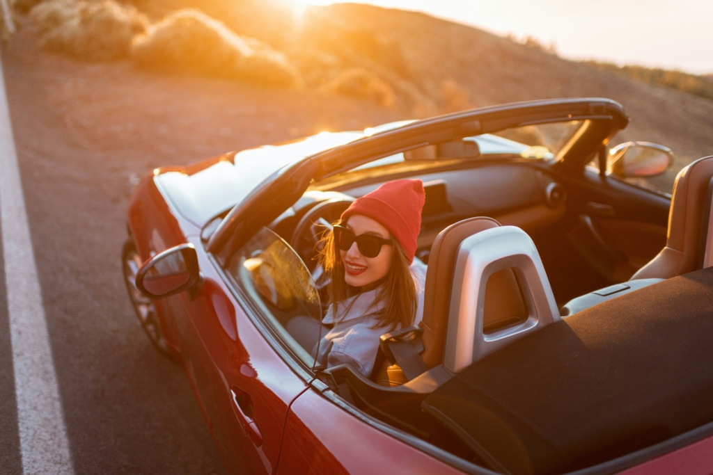 Woman driving car